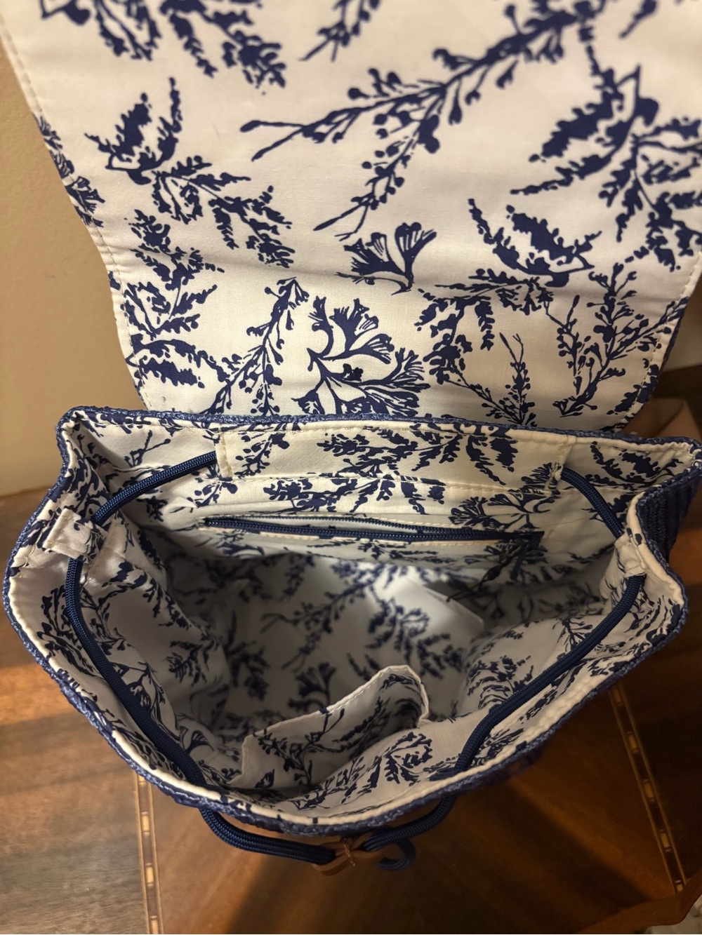 Vera Bradley Straw Mini Backpack in Regatta Turtle Blue - Picture 3 of 5
